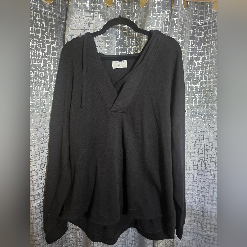 Black V-Neck Hoodie